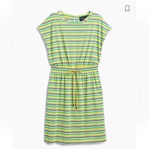 Striped green dress with drawstring waist